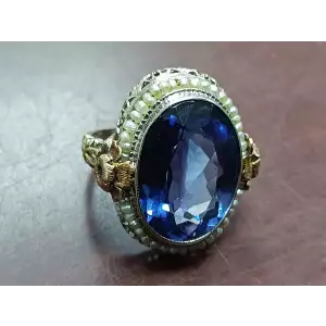 Vintage 14k White Gold and Spinel Ring 14k 7.1g Size 4.75